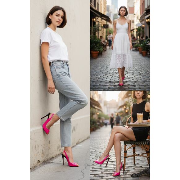 Christian Louboutin Flo slingback pump in hot pink patent leather - Picture 2 of 14